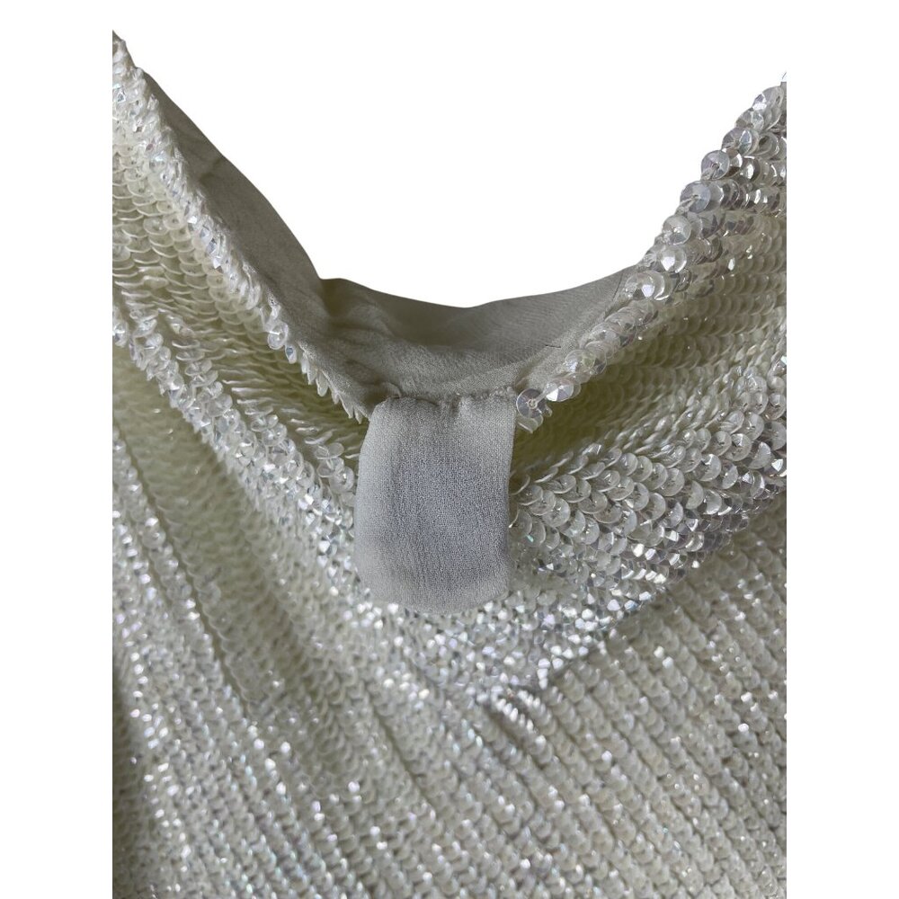 Retrofete Katya Sequin Side Slit Cowl Evening Bridal Gown Womens Medium Moonglow - Picture 8 of 13